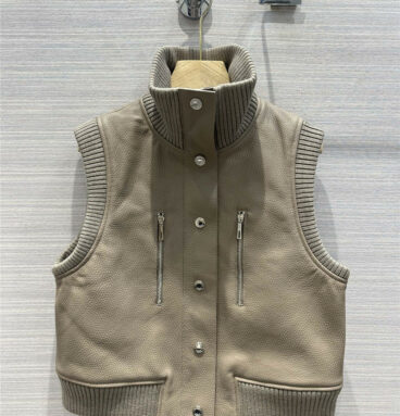 Hermès pebbled lambskin work jacket vest