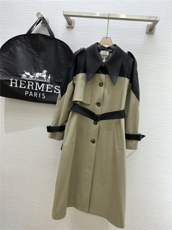 Hermès new leather classic trench coat