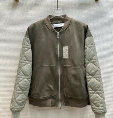 dior stand collar short padded bomber jacket