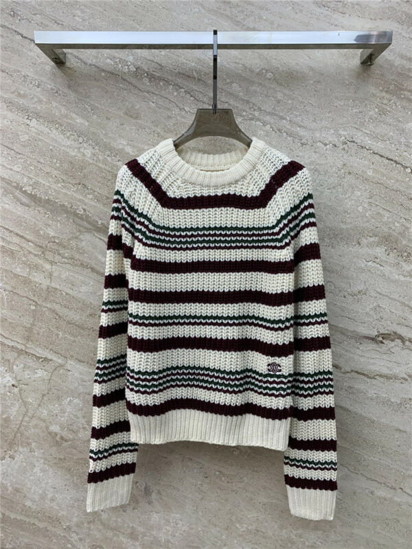 celine striped jacquard striped pullover sweater