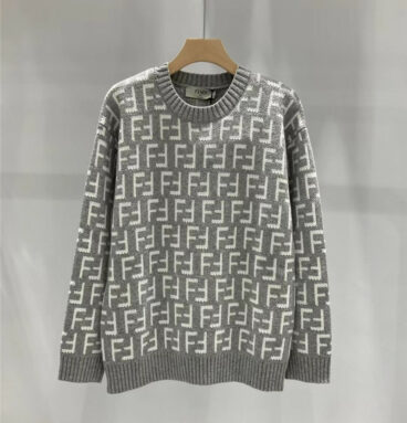 fendi wool crew neck knitted pullover sweater