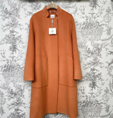 Hermès new stand collar woolen long coat