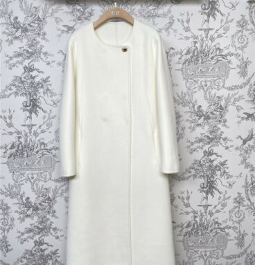Hermès new round neck woolen long coat