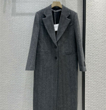 alexander wang herringbone cashmere suit collar long coat