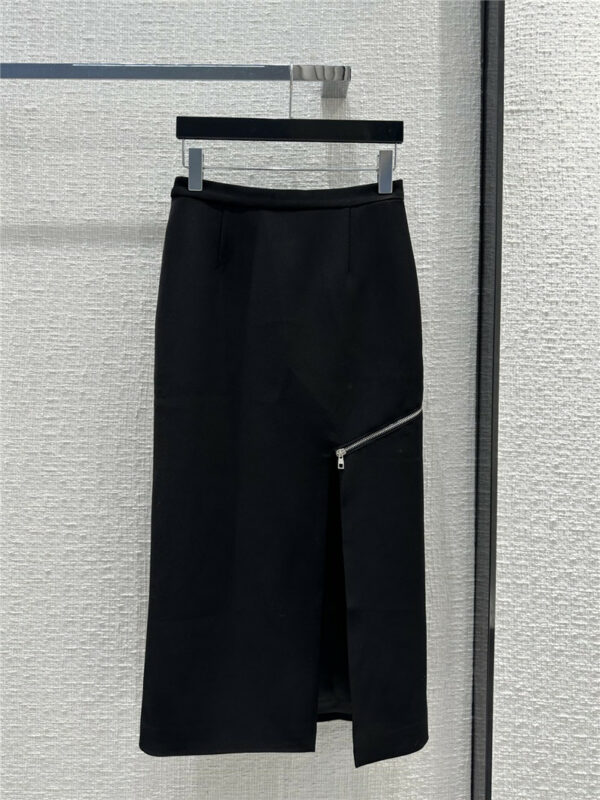 Alexander mcqueen premium black zippered slit hip skirt