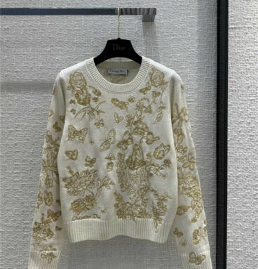 dior colorful world embroidered sweater