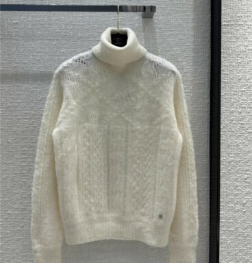 chanel five-pointed star cable cashmere blend white sweater