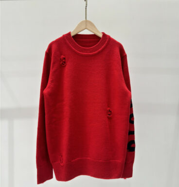 dior dinosaur pattern crew neck knitted long sleeves