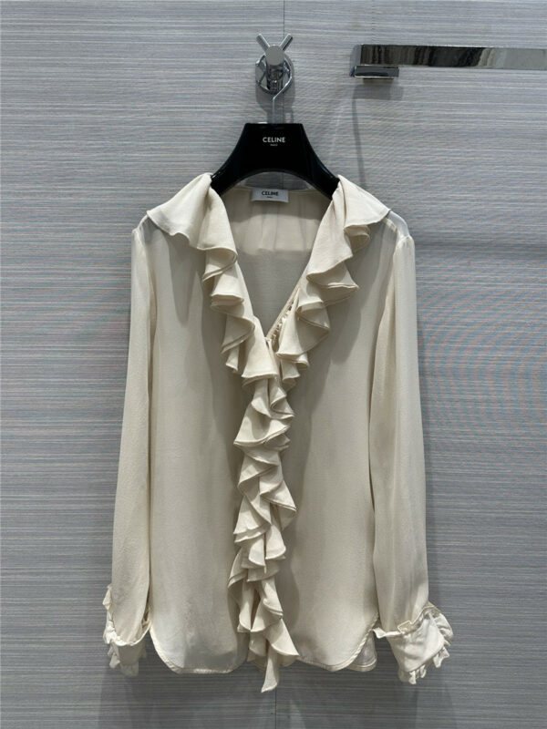 celine vintage french elegant silk shirt