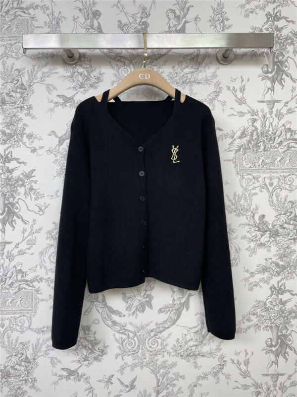 YSL new autumn and winter off-shoulder knitted cardigan