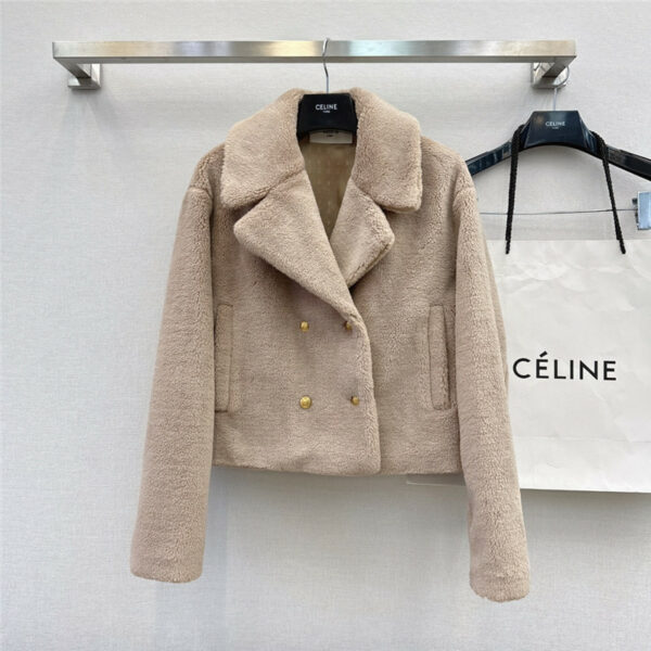 celine new lapel double breasted wool short coat