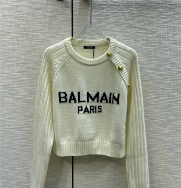 Balmain buttoned monogram logo pullover sweater