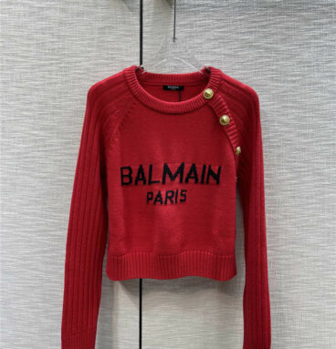 Balmain buttoned monogram logo pullover sweater