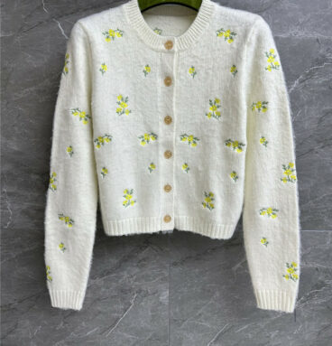 gucci floral embroidered cardigan