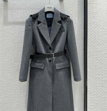 prada premium gray long suit coat