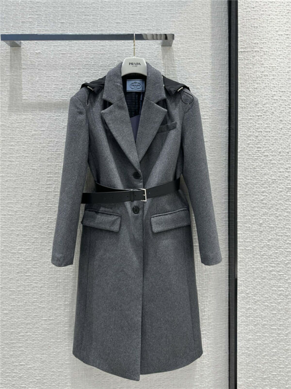 prada premium gray long suit coat