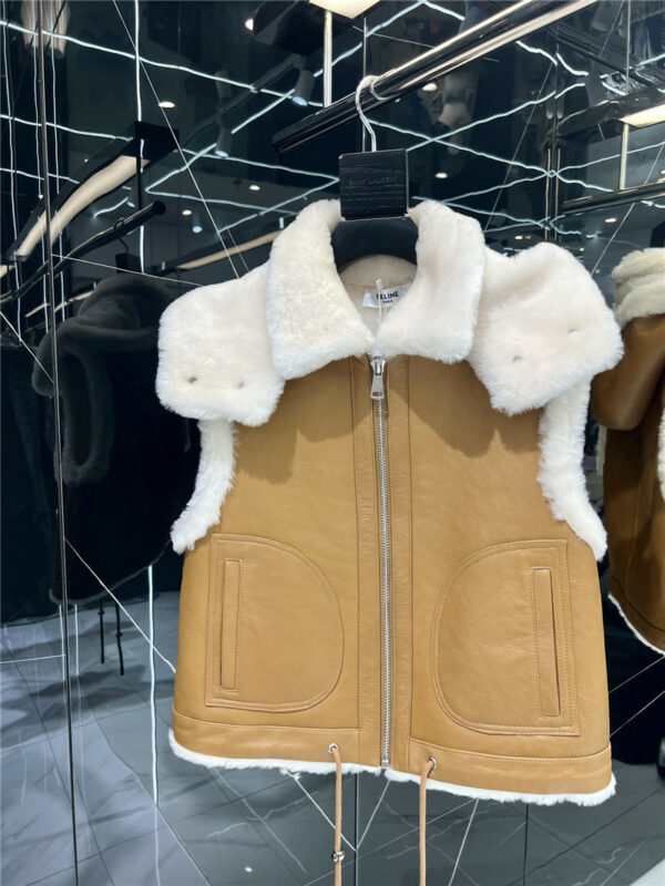 celine new fur hooded vest