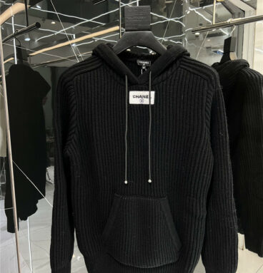 chanel new autumn and winter wool drawstring hooded top
