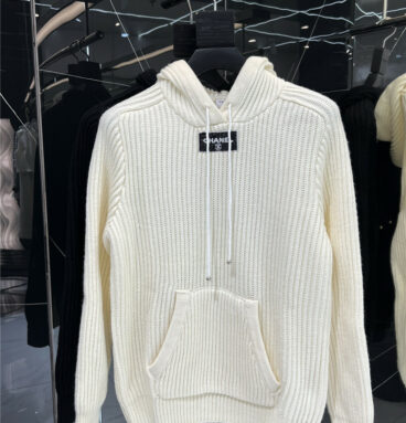 chanel new autumn and winter wool drawstring hooded top