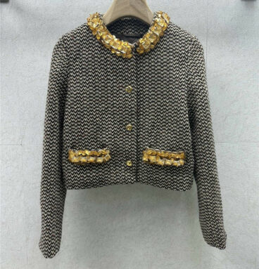 miumiu tweed heavy embroidery jacket