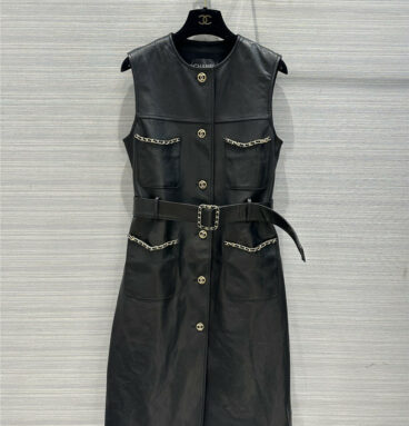 chanel jacket vest long leather coat