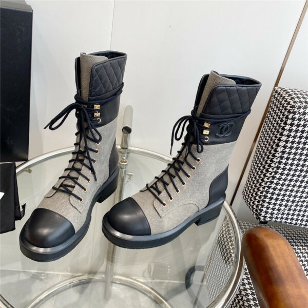 chanel lace up martin boots
