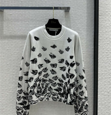 dior jouis butterfly element pattern jacquard pullover sweater