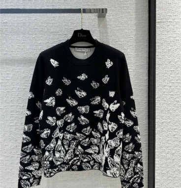 dior jouis butterfly element pattern jacquard pullover sweater