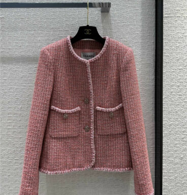 chanel palace style high-end pink knitted jacket