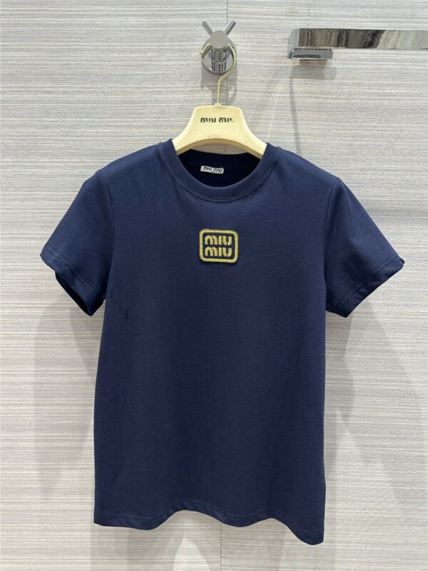 miumiu navy blue short-sleeved T-shirt