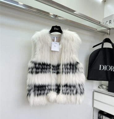 dior new fox fur woven vest