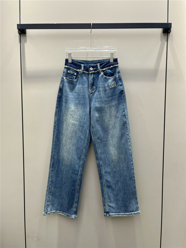 miumiu vintage embroidered straight jeans