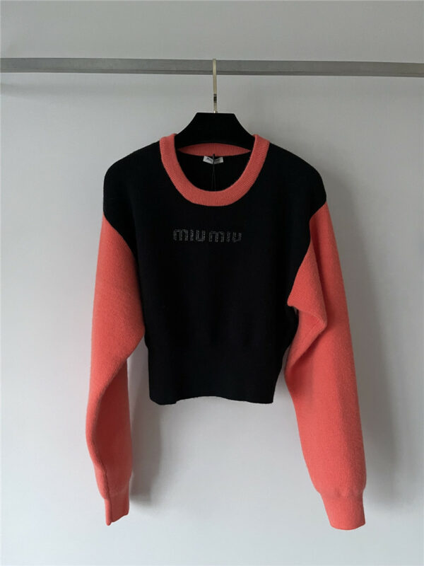 miumiu pullover crew neck cashmere contrast sweater