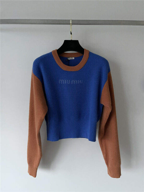 miumiu pullover crew neck cashmere contrast sweater
