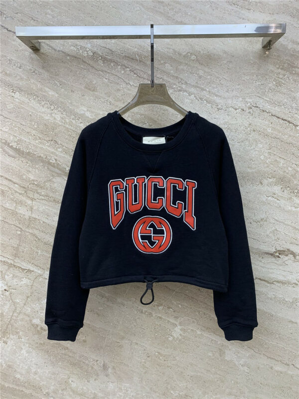 gucci new embroidered short sweatshirt