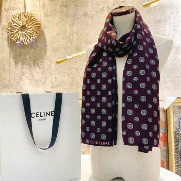 celine all-over printed three-dimensional cashmere scarf