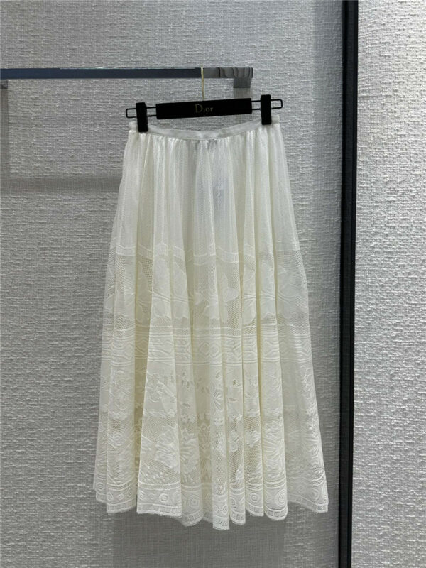 Dior Ruy butterfly element hollow embroidered lace long skirt
