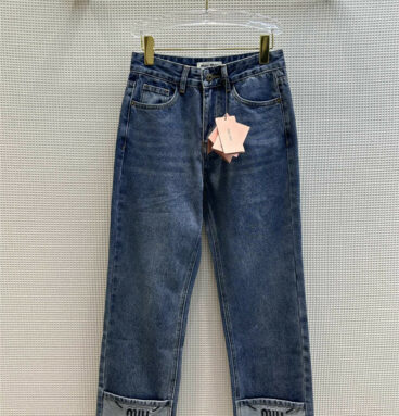 miumiu vintage blue washed straight jeans