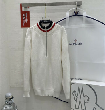moncler off-white half-zip sweater