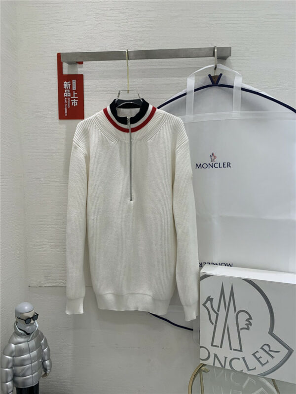 moncler off-white half-zip sweater