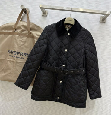 Burberry diamond quilted belted padded jacket