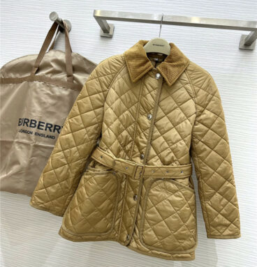 Burberry diamond quilted belted padded jacket