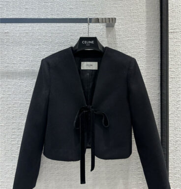 celine velvet strap black wool jacket