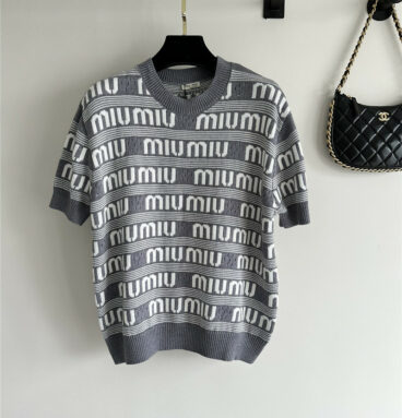 miumiu new jacquard knitted short sleeves