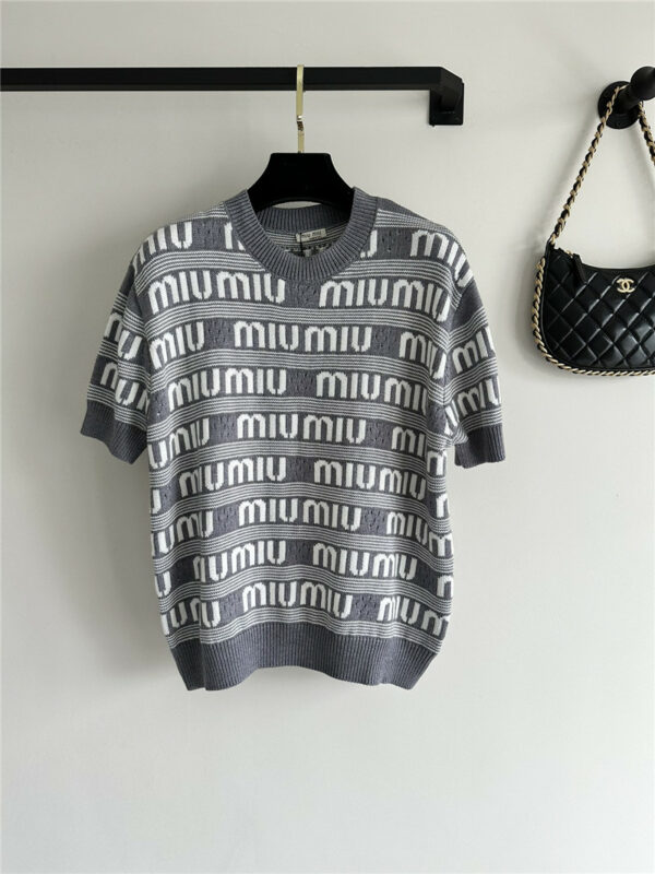 miumiu new jacquard knitted short sleeves