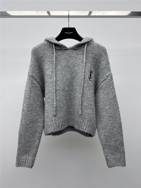 YSL embroidered lettering hooded sweater