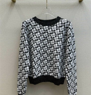 chanel camellia letter intarsia knitted pullover