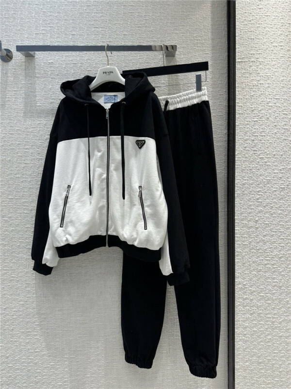 prada black and white panda color sports style suit
