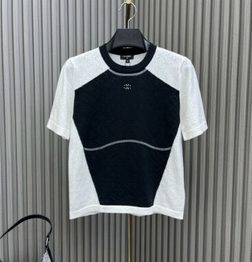 chanel heavy embroidered knitted short sleeves