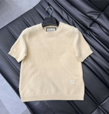 gucci round neck knitted short sleeve top